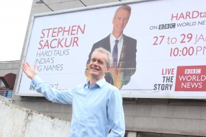 Stephen Sackur, BBC World News HARDtalk Presenter filming in Delhi